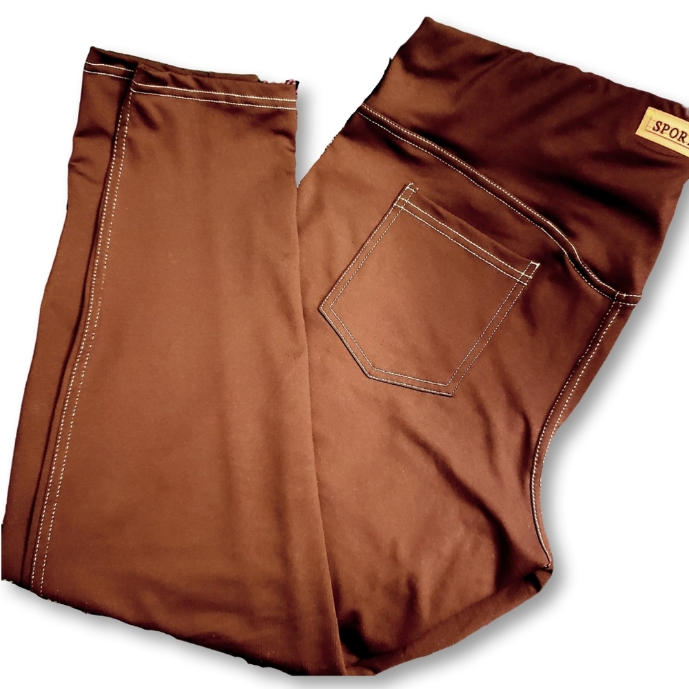 New With Tags Women Plus Size 1X Dark Brown Stretchy Jeggings Leggings
